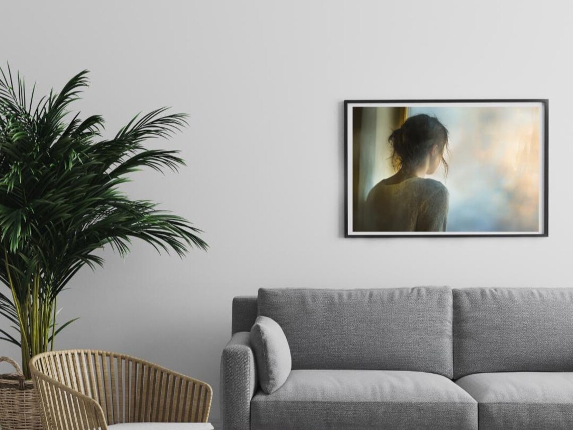 Soft Solitude Portrait, Reflective Woman At Window - Image 3