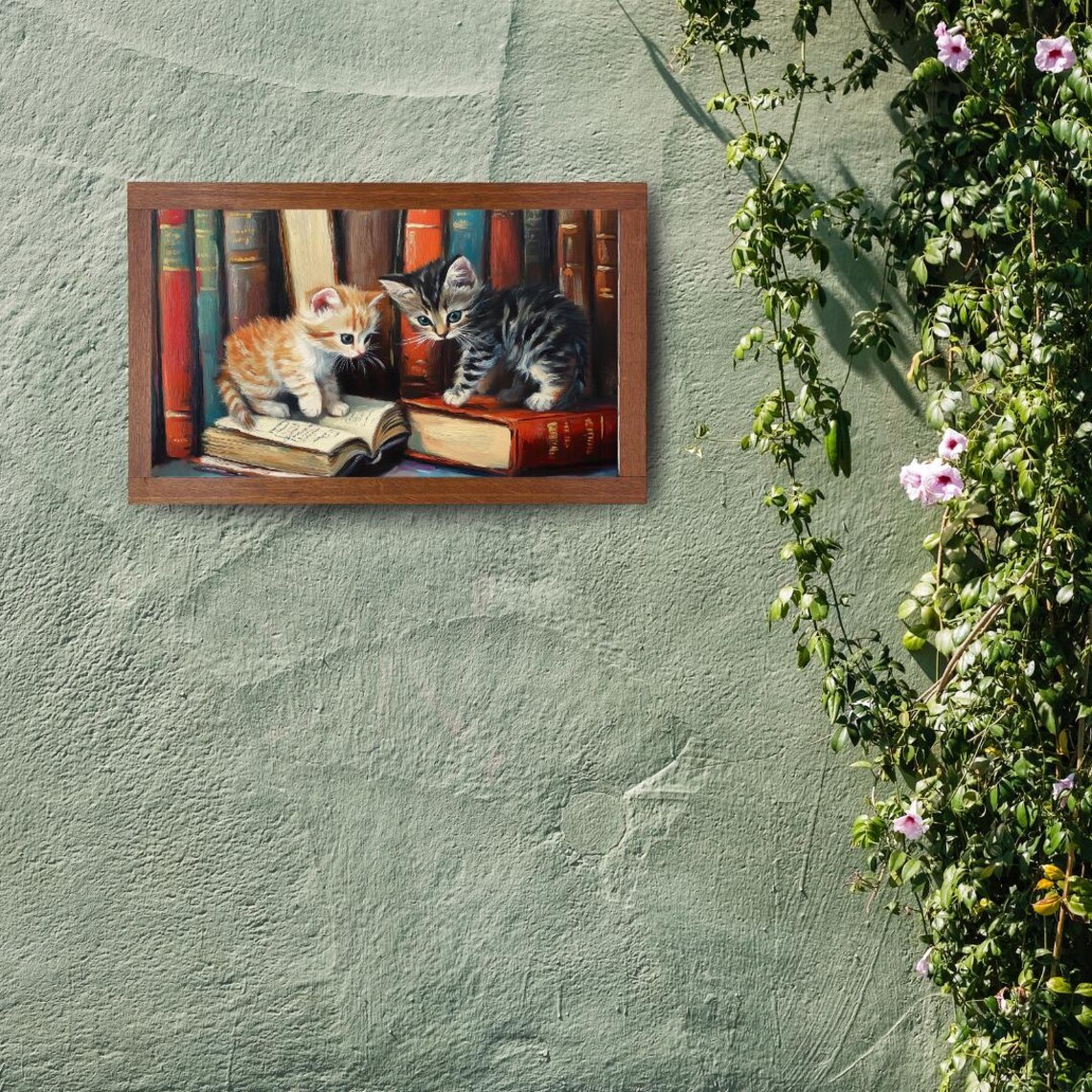 Curious Kittens In A Library, Vintage Style - Image 5