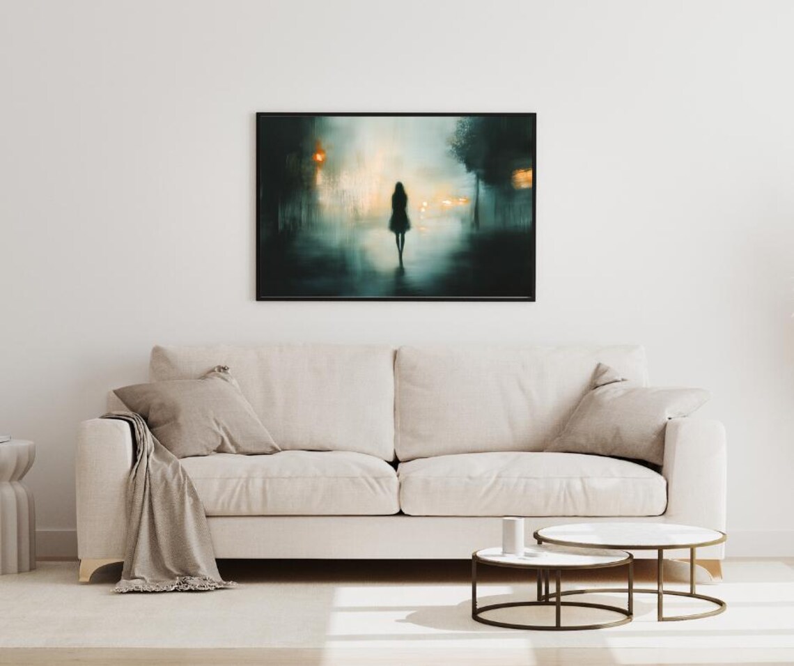 Misty Silhouette in City Lights, Moody Abstract Scene - Image 4