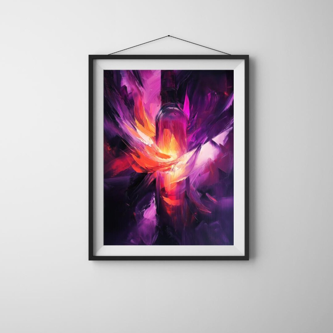 Abstract Wine Bottle Art Print, Kitchen Decor