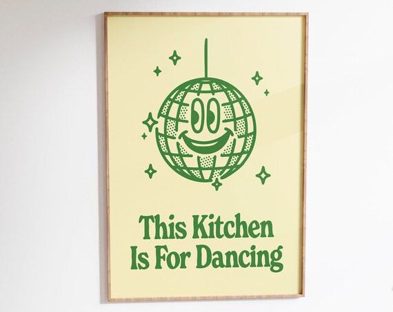 Disco Ball Wall Art Kitchen Wall Art Groovy Kitchen Poster Preppy Room Decor Cute Dance Art Trendy Kitchen Poster Retro Wall Art