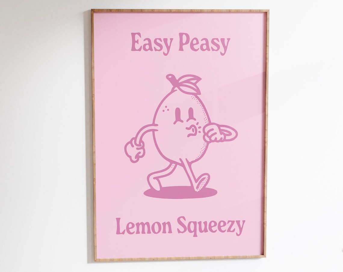 Easy Peasy Lemon Squeezy Retro Lemon Art Print