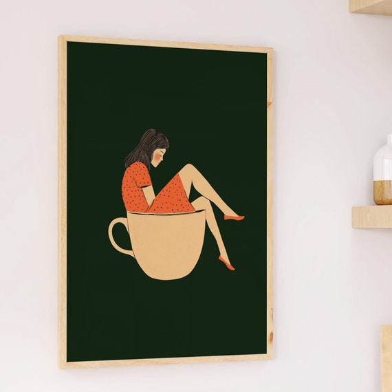 Scandi Girl Illustration Art Print, Minimalist Abstract