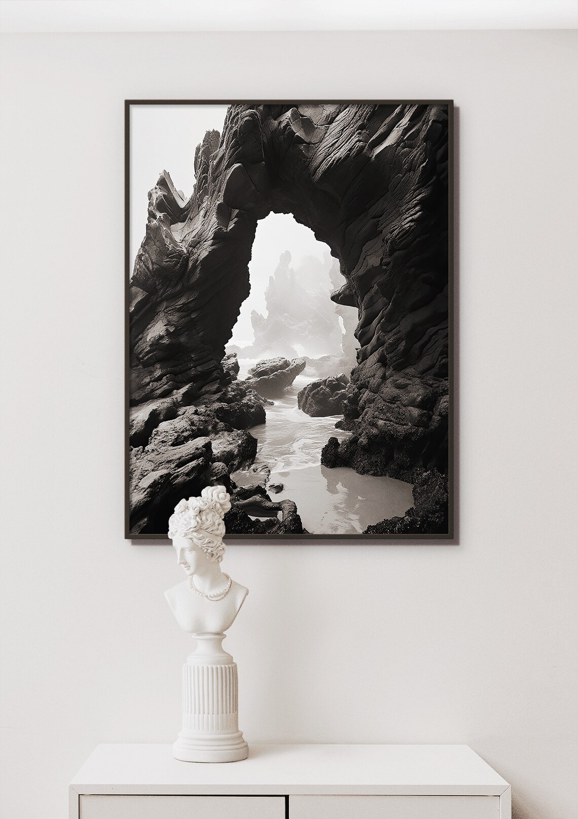Majestic Rock Archway, Vintage Coastal Art