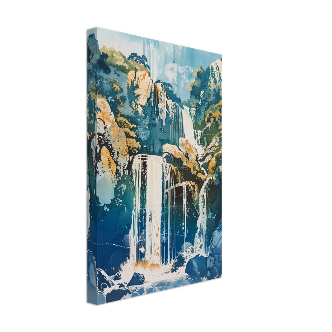 Hokusai Waterfall, Traditional Japanese Landscape Art Print - Image 2