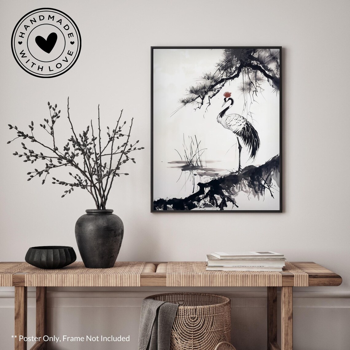 Hokusai Ukiyo-E Japanese Crane Art Print