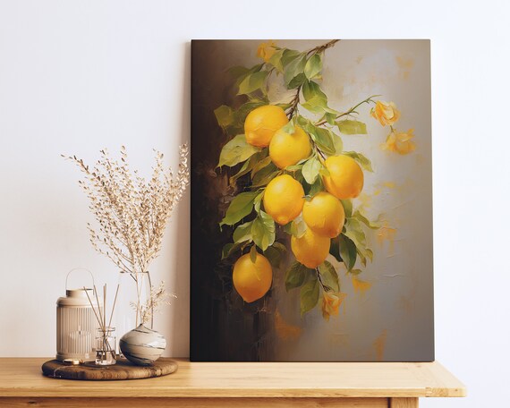 Vibrant Lemons Art Print, Kitchen Decor
