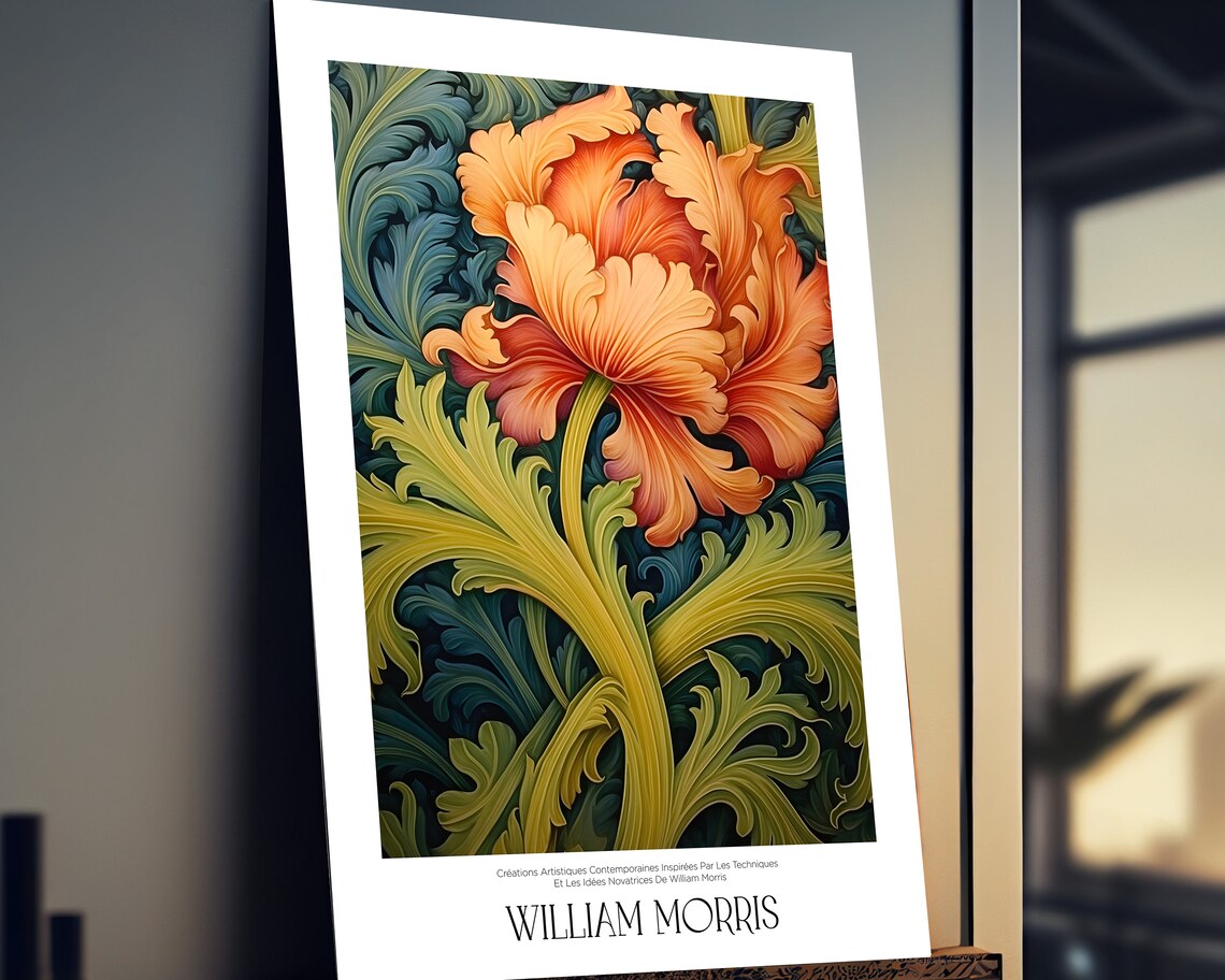 William Morris Botanical Flower Poster, Floral Decor