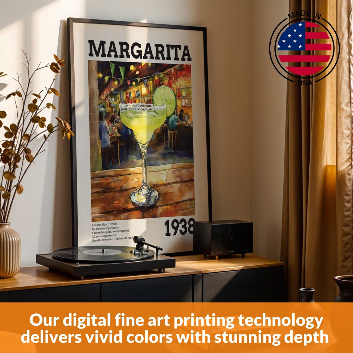Classic Margarita Drink Recipe, Bar Cart Poster - Image 2