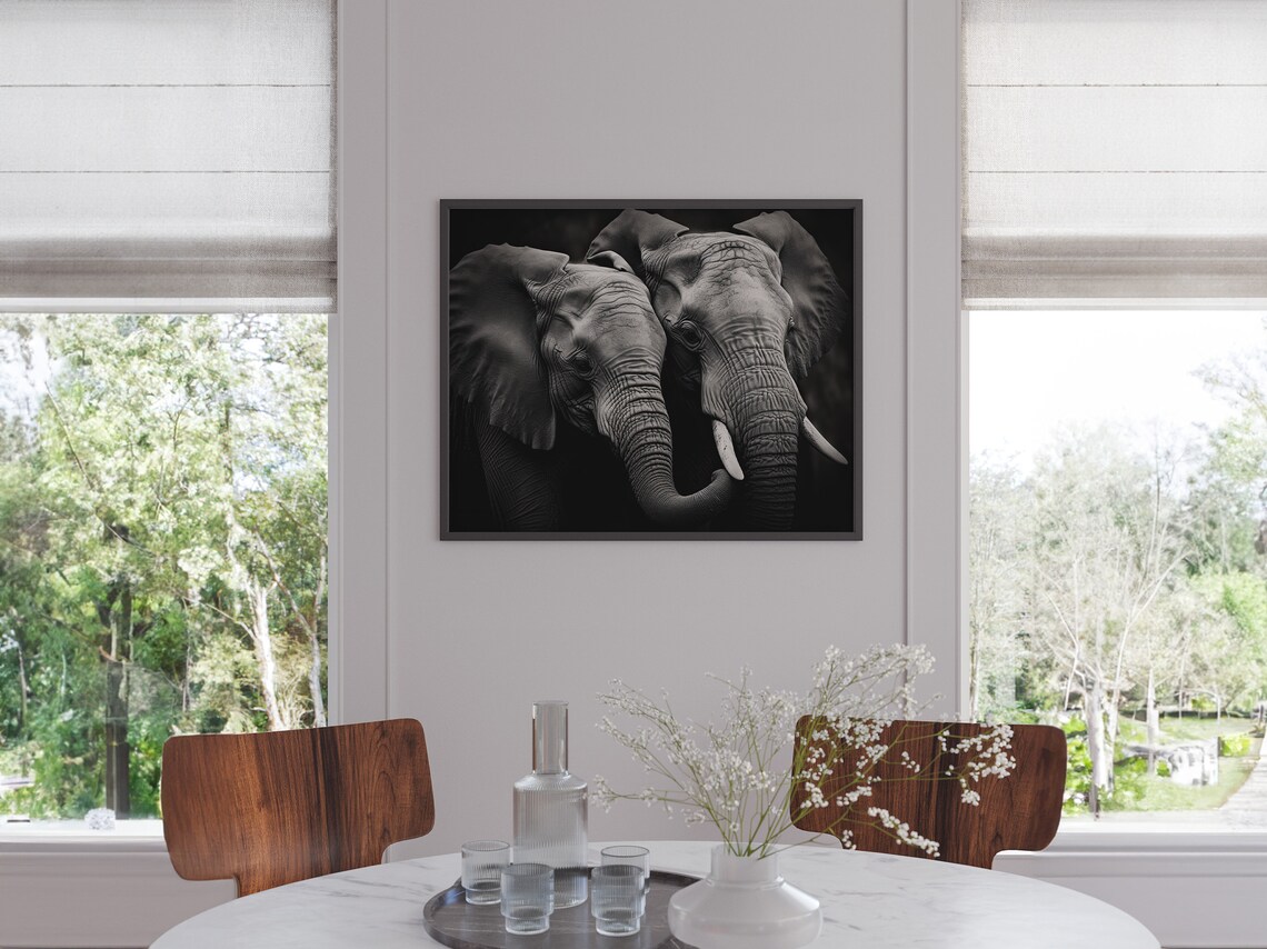 Loving Embrace Elephant Art Print, Safari Decor - Image 2