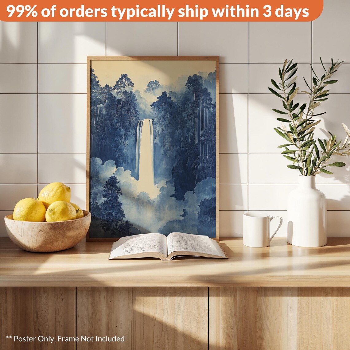 Hokusai Japanese Waterfall, Traditional Landscape Poster - Image 2