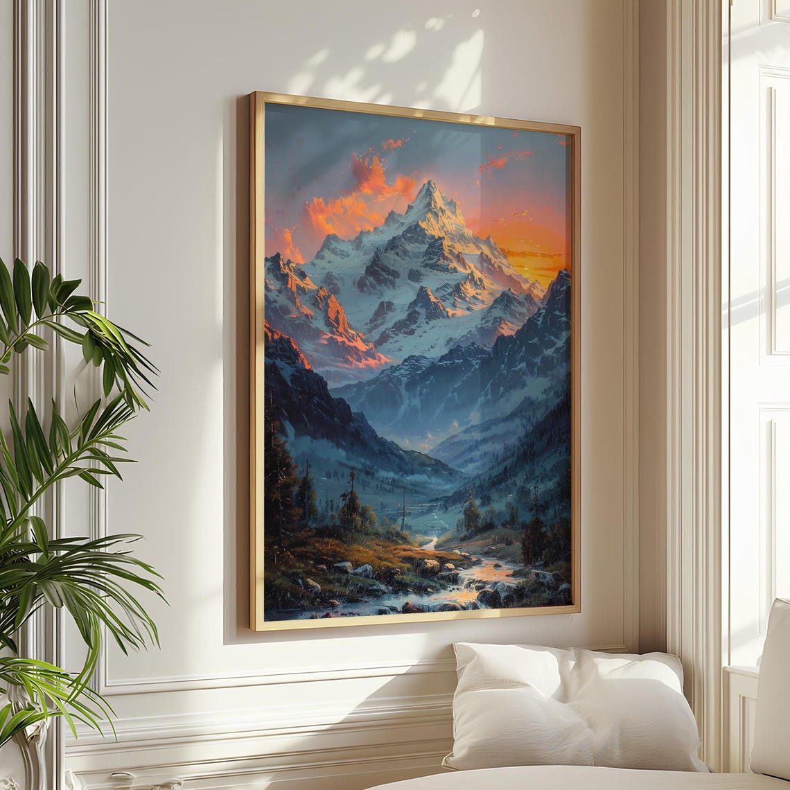 Mountain Sunset Vintage Mountain Landscape Art Print - Image 2