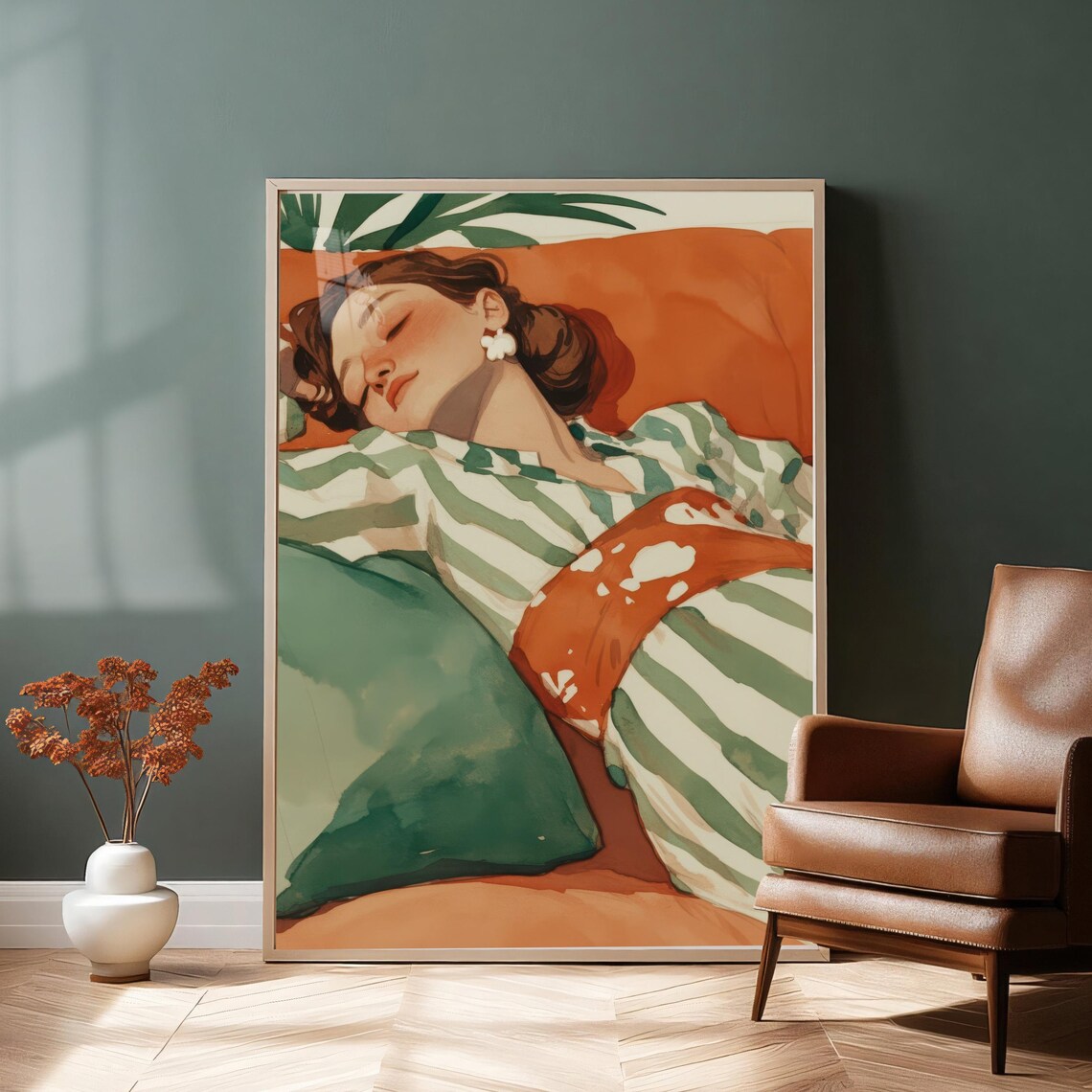 Serene Sleeping Woman Illustration, Modern Minimalist