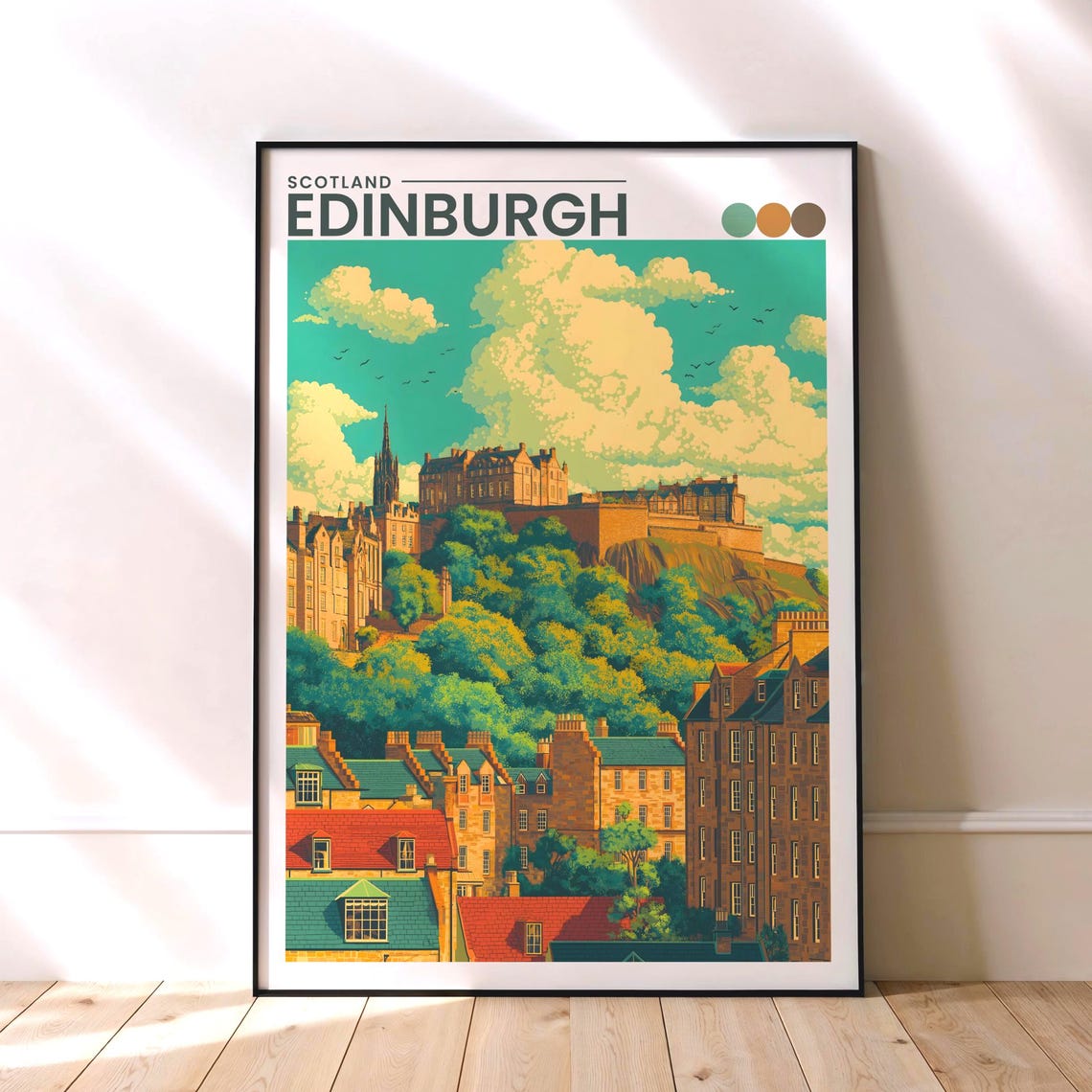 Edinburgh Travel Poster Scotland Print Castle Wall Art