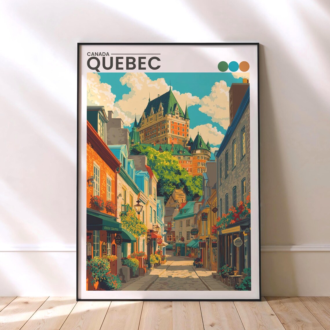 Quebec Canada Chateau Frontenac Old Town Street Travel Poster
