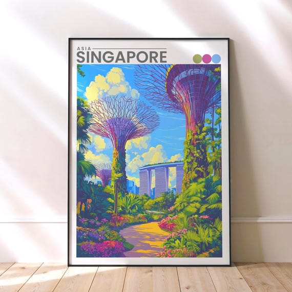 Singapore Poster Gardens By The Bay Modern Travel Wall Art Print