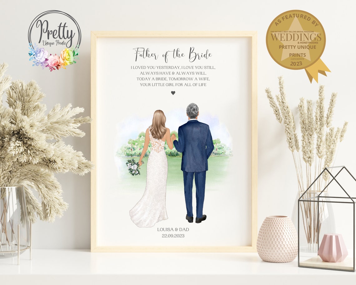 Personalised Father of the Bride Garden Walk Wedding Day Print