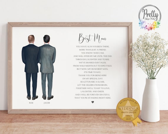 Gift For Best Man From Groom Personalised Best Man Print Best Man Gifts
