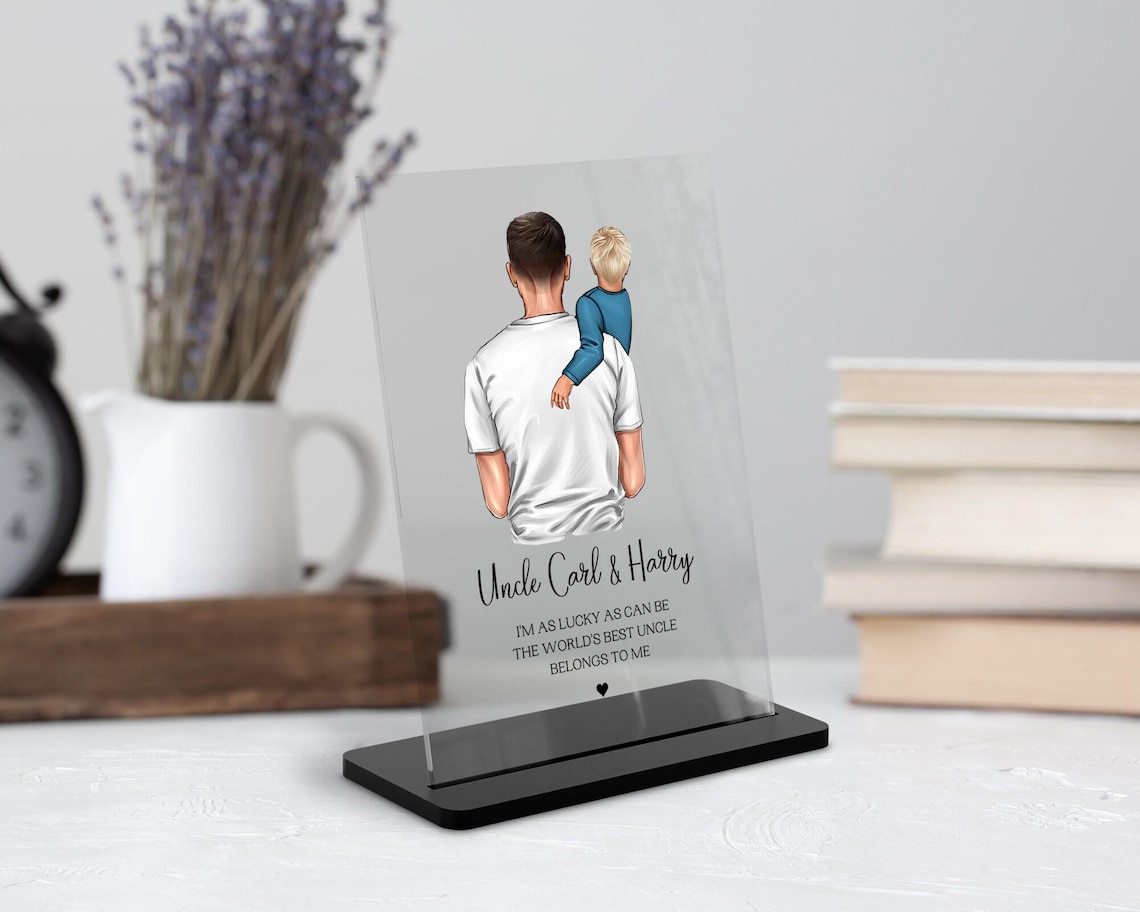 Worlds Best Uncle Acrylic Plaque Uncle With Nephew On Shoulders Print