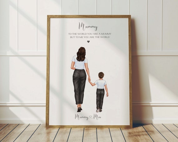 Mummy And Son Holding Hands To Me You Are The World Personalised Poster