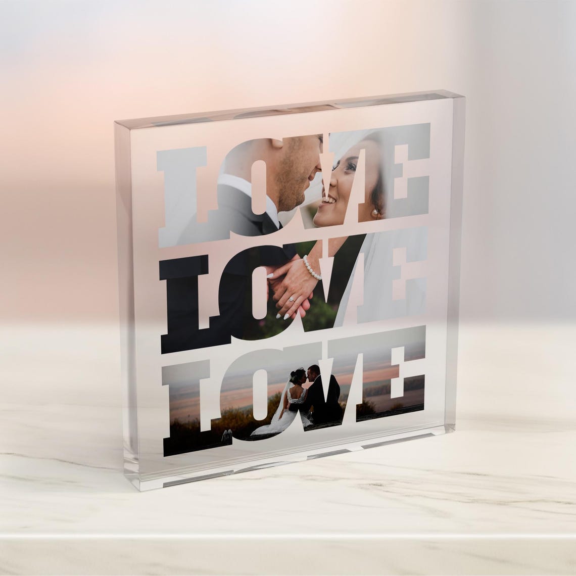 Personalised Love Wedding Photo Acrylic Block Print With Photos