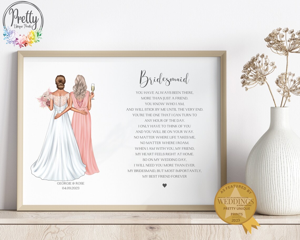 Bride And Bridesmaid Wedding Poem Keepsake