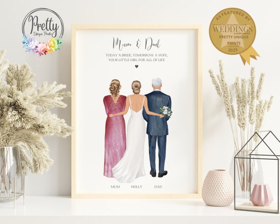 Gift For Mother And Father Of The Bride Personalised Wedding Print For Parents Of The Bride Wedding Keepsake