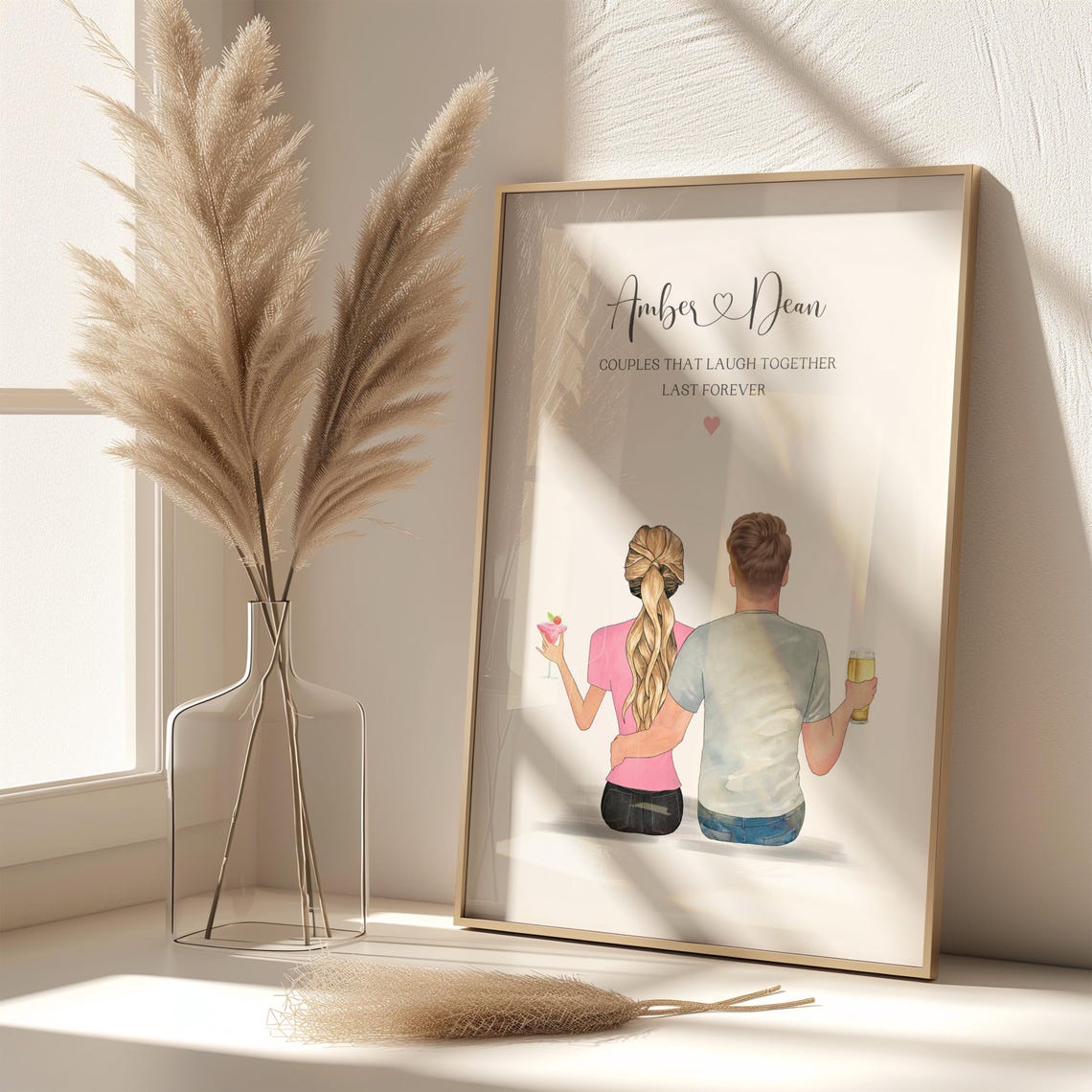 Personalised Couple Print Amber and Dean Couples That Laugh Together