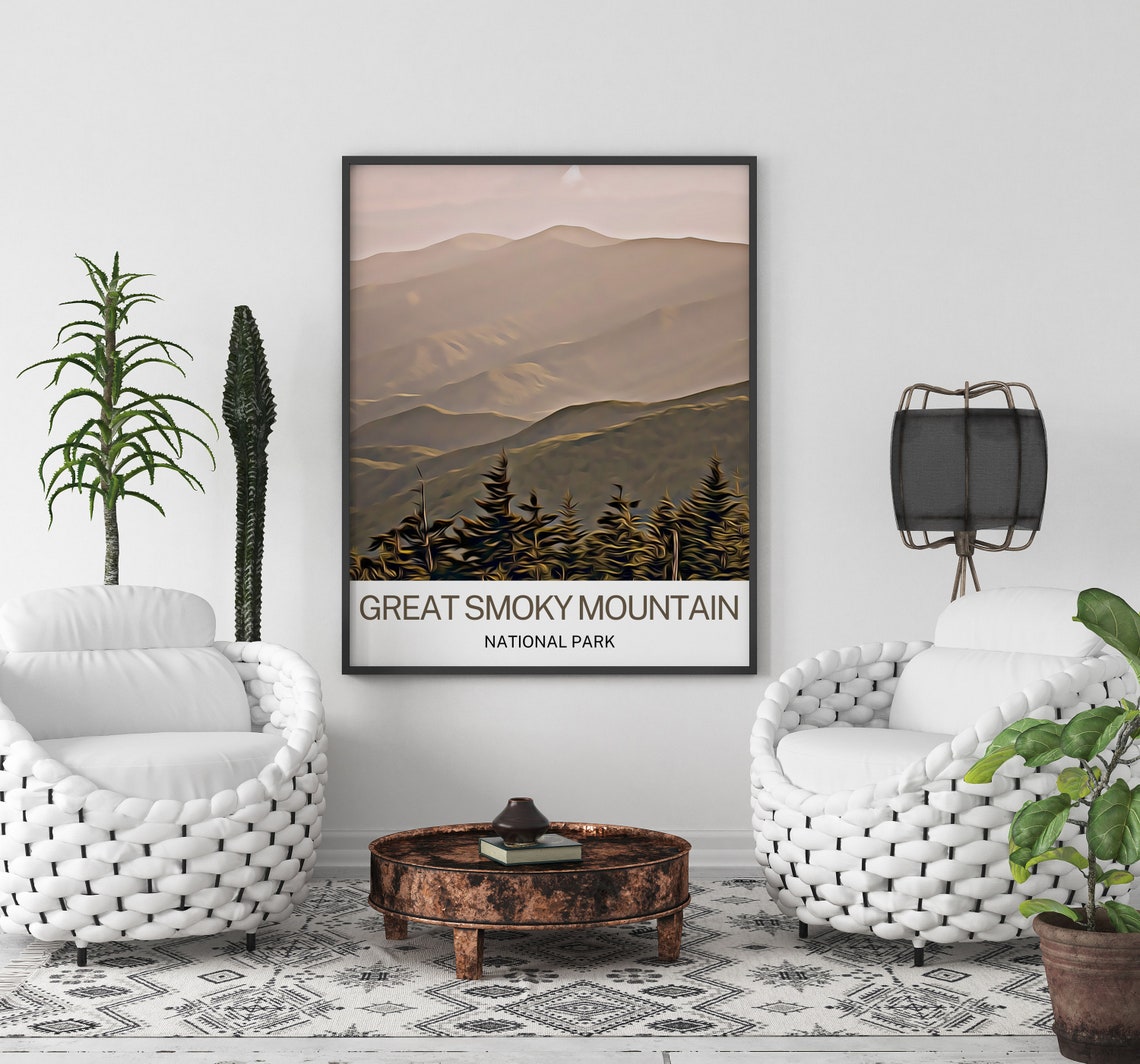 Great Smoky Mountain National Park Travel Print Great Smoky Mountain National Park Wall Art Great Smoky Mountain National Park Art - Image 2