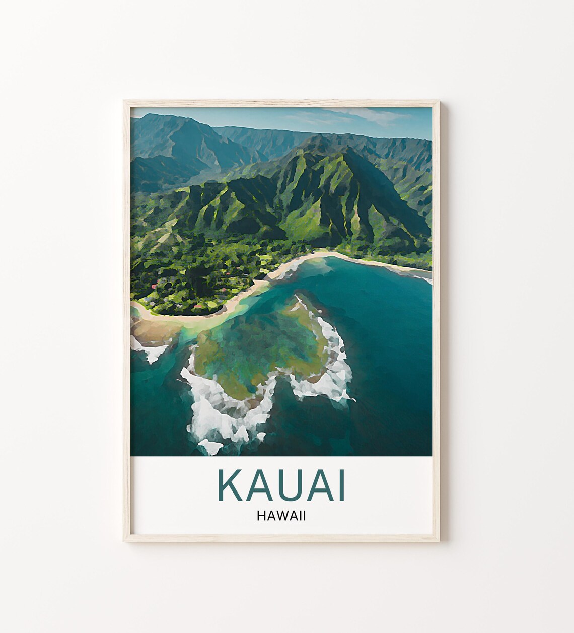 Kauai Travel Print Kauai Wall Art Kauai Poster Kauai Art Print Kauai Artwork Unique Birthday Wedding Gift Cityscape Poster