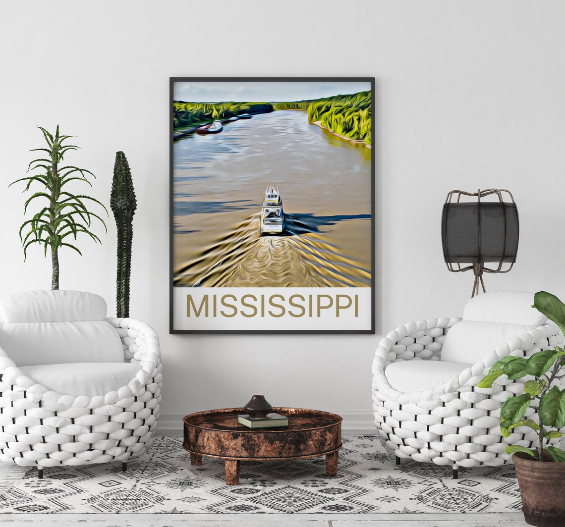 Mississippi Travel Print Mississippi Art Mississippi Wall Art Mississippi Painting Mississippi Artwork Mississippi Poster Mississippi - Image 2