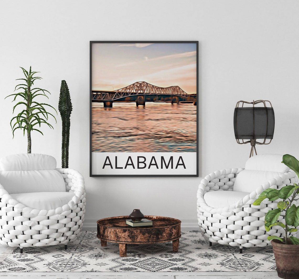 Alabama Travel Print Alabama Wall Art Alabama Poster Alabama Art Print Alabama Wall Decor Alabama Travel Alabama Artwork Alabama - Image 3