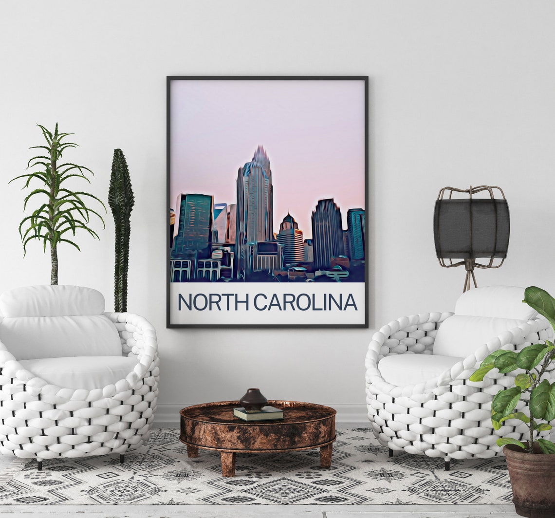 North Carolina Art North Carolina Print North Carolina Wall Art North Carolina Poster North Carolina Wall Decor North Carolina Painting - Image 2