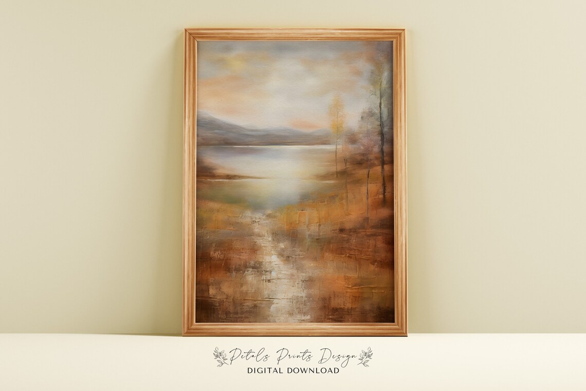 Rustic Fall Landscape Art Print, Vintage Autumn