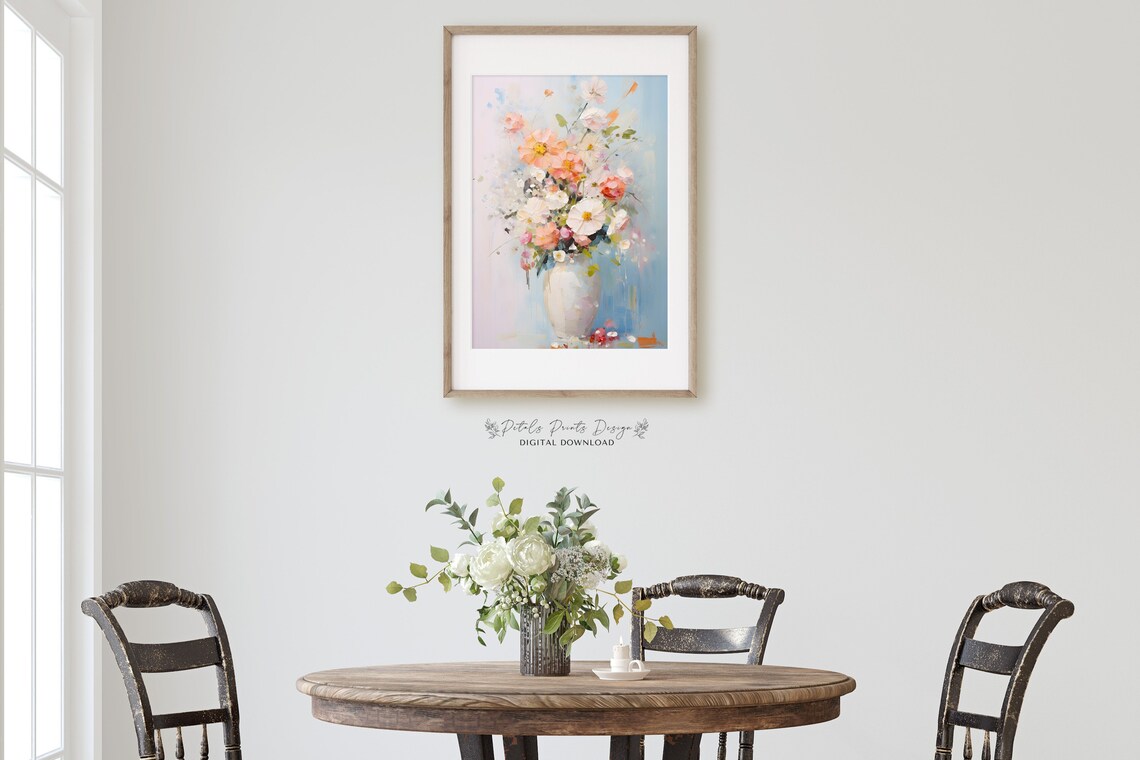 Flower Bouquet Art Vintage Oil Painting Cottagecore Wall Art Decor Farmhouse Print Garden Art Print 2024 - Image 2