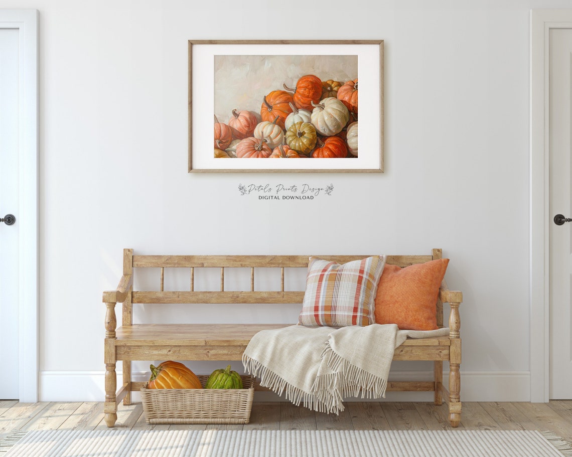 Rustic Pumpkin Still Life Painting Fall Harvest Thanksgiving Art Print - Image 3