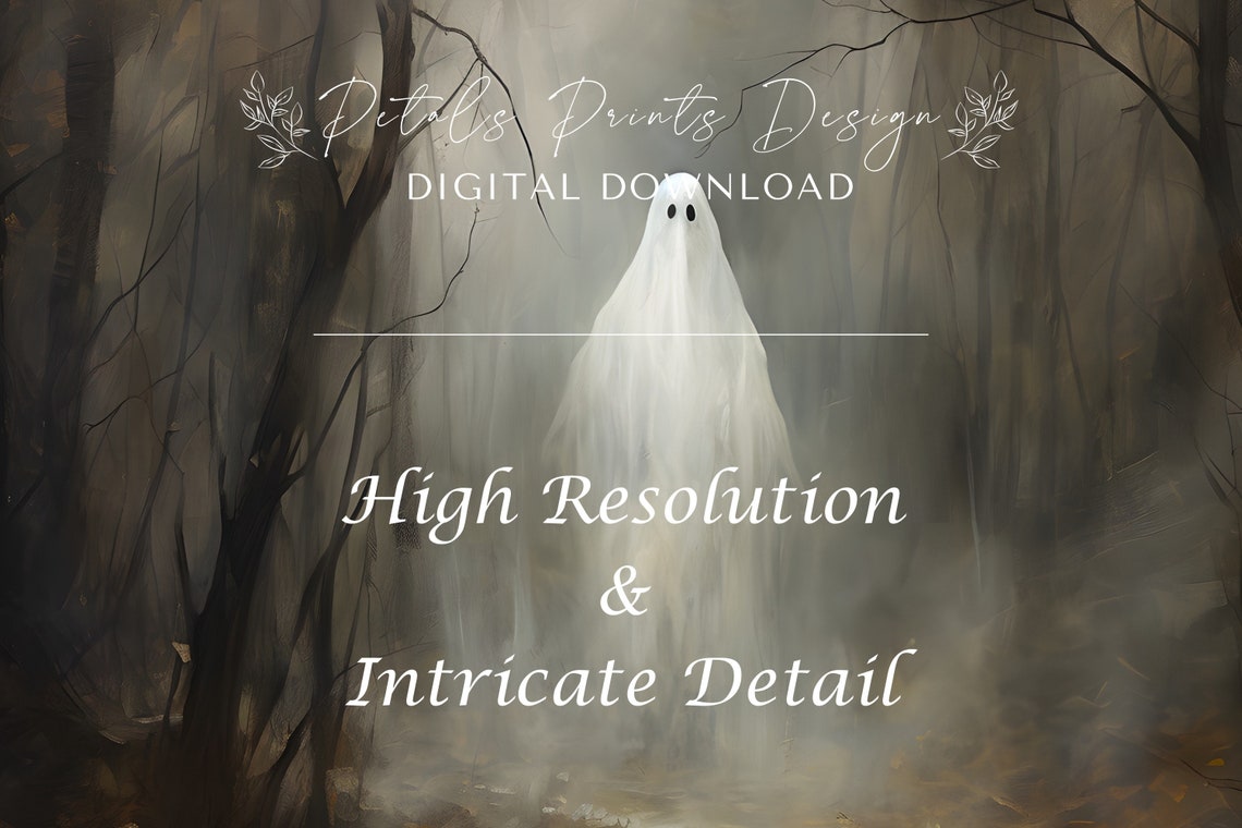 Sheet Ghost Misty Dark Forest Spooky Vintage Halloween Poster - Image 4