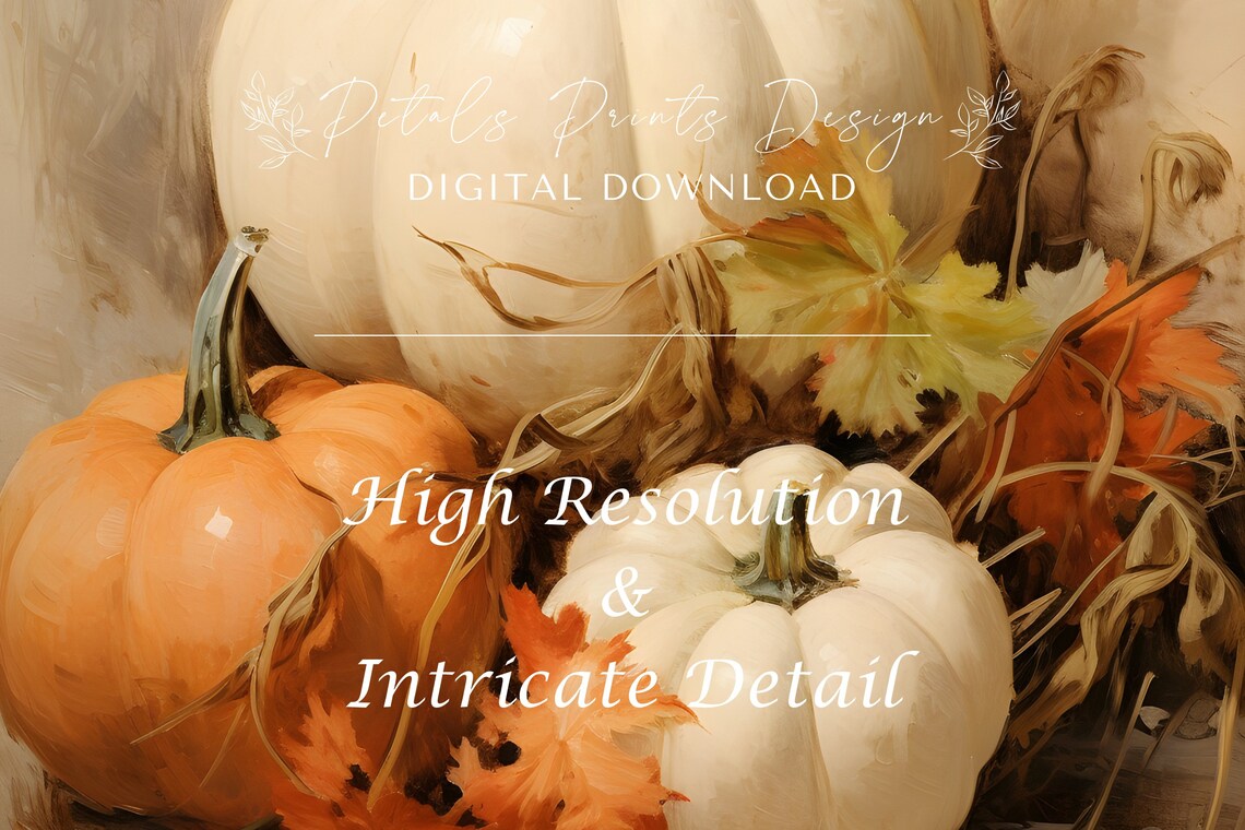Pumpkin Still Life Painting, Rustic Fall Wall Print - Image 3