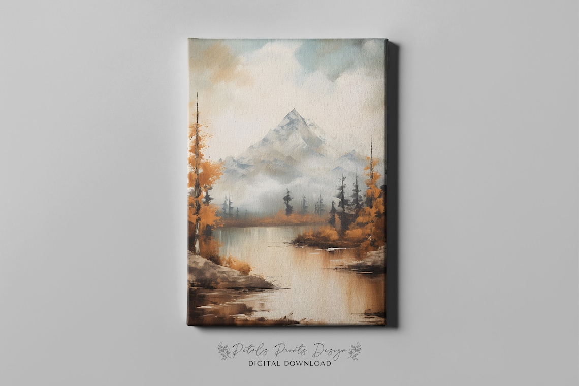 Rustic Fall Landscape Print, Vintage Autumn Countryside - Image 3