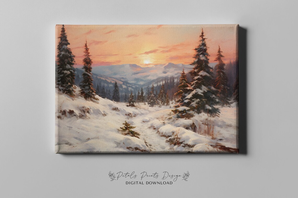 Rustic Winter Landscape Vintage Poster, Farmhouse Decor - Image 4