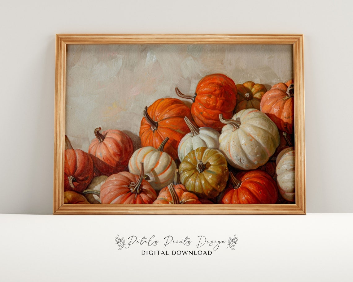 Rustic Pumpkin Still Life Painting Fall Harvest Thanksgiving Art Print