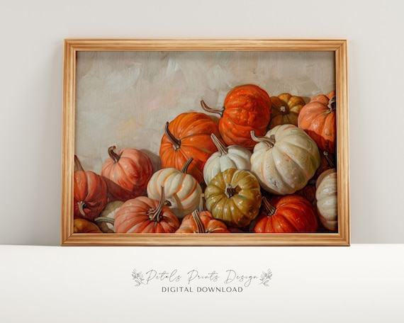 Rustic Pumpkin Still Life Painting Fall Harvest Thanksgiving Art Print