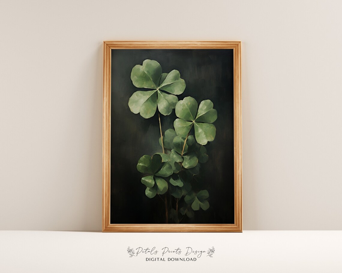 St Patricks Day Clover Wall Art, Rustic Irish Print