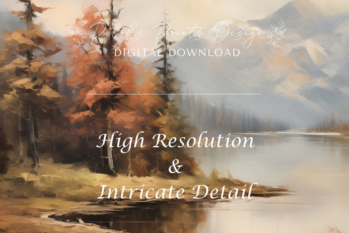 Mountain Lake Autumn Pines Reflection Vintage Landscape Poster - Image 4
