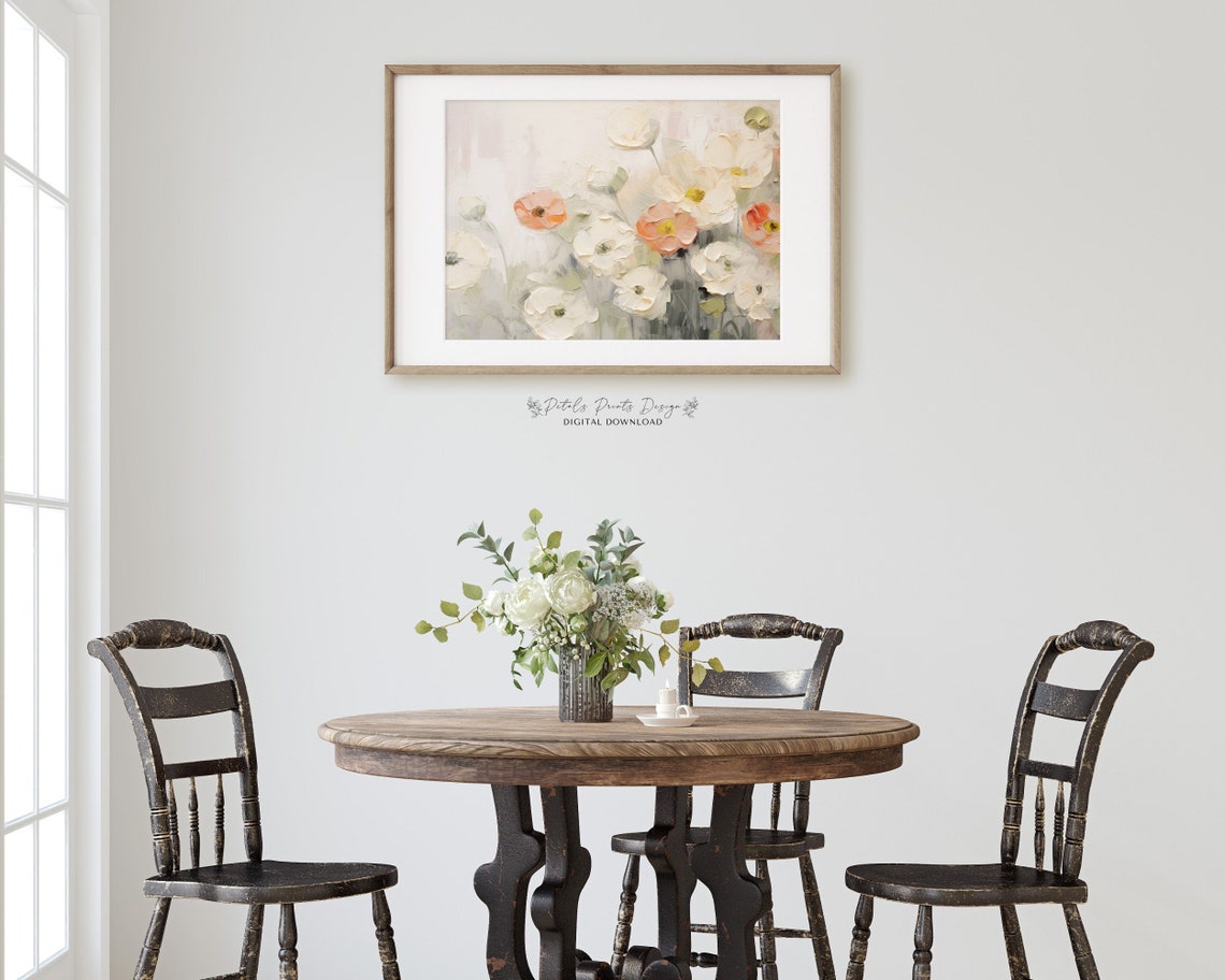 Soft White and Coral Poppies Airy Pastel Spring Floral Poster - Image 3