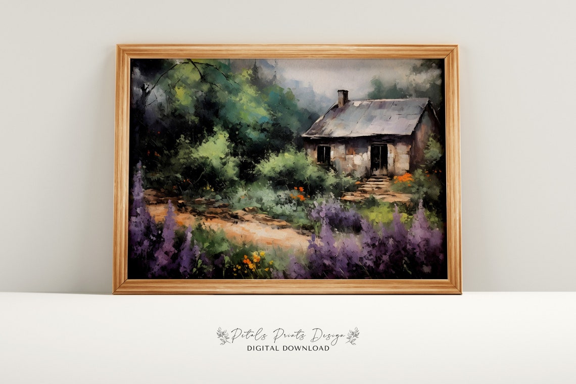 Cottage Flower Garden Vintage Oil Painting Cottagecore Wall Art Decor Farmhouse Print Garden Art Print 2024
