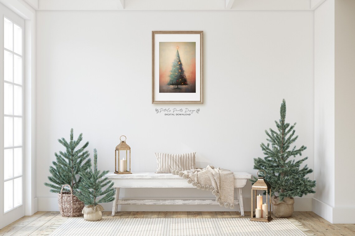 Christmas Trees Rustic Vintage Holiday Art Print - Image 2