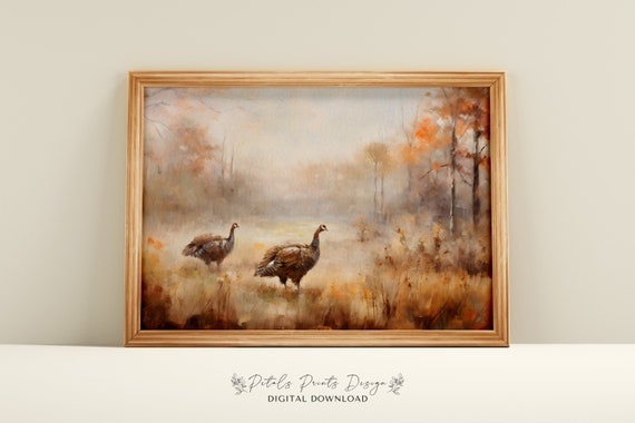 Rustic Fall Landscape Print Vintage Autumn Moody Countryside Painting Farmhouse Decor Fall Wall Print Autumn Landscape Earth Tone
