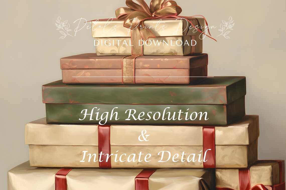 Vintage Christmas Wall Decor Present Art Print - Image 4