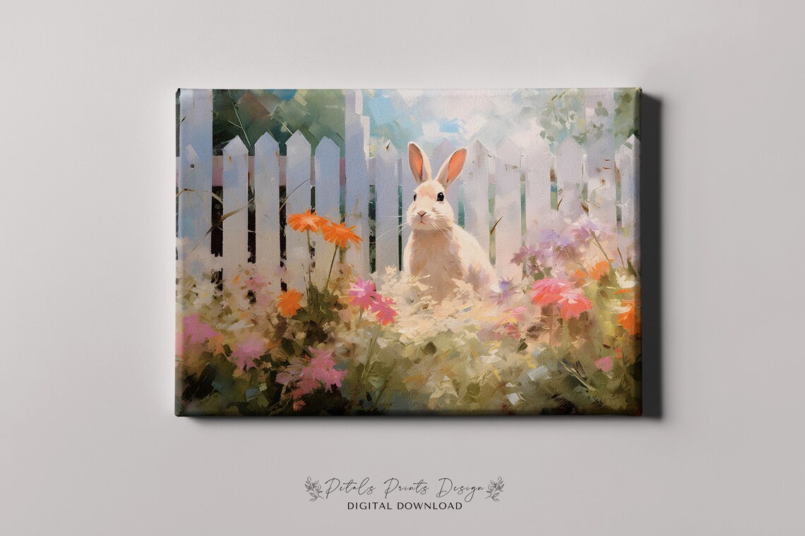 Bunnies And Wildflowers Vintage Easter Art Print - Image 4